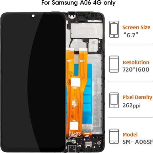 شاشة عرض LCD أصلية A06 A065F/A065M OEM + إطار أزرق لهاتف Samsung Galaxy A06 4G A065F/M 6.7 بوصة شاشة LCD بديلة تعمل باللمس مجموعة محول رقمي in Saudi Arabia
