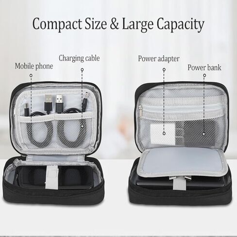 3Pcs Electronic Organizer Travel Case,Waterproof Cord Organizer Travel Cable Organizer Bag Portable Small Travel Tech Storage Pouch for Cord Charger Phone Earphone SD Card Cables Power Bank Card,Black in Saudi Arabia