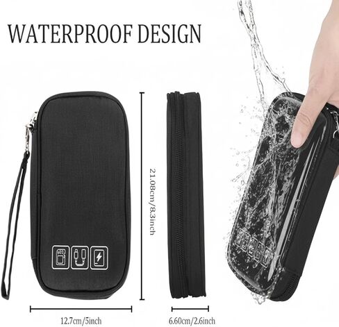 3Pcs Electronic Organizer Travel Case,Waterproof Cord Organizer Travel Cable Organizer Bag Portable Small Travel Tech Storage Pouch for Cord Charger Phone Earphone SD Card Cables Power Bank Card,Black in Saudi Arabia