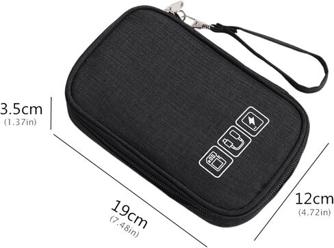 3Pcs Electronic Organizer Travel Case,Waterproof Cord Organizer Travel Cable Organizer Bag Portable Small Travel Tech Storage Pouch for Cord Charger Phone Earphone SD Card Cables Power Bank Card,Black in Saudi Arabia
