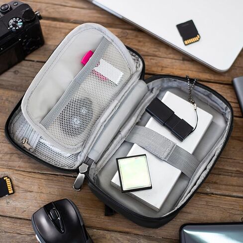 3Pcs Electronic Organizer Travel Case,Waterproof Cord Organizer Travel Cable Organizer Bag Portable Small Travel Tech Storage Pouch for Cord Charger Phone Earphone SD Card Cables Power Bank Card,Black in Saudi Arabia