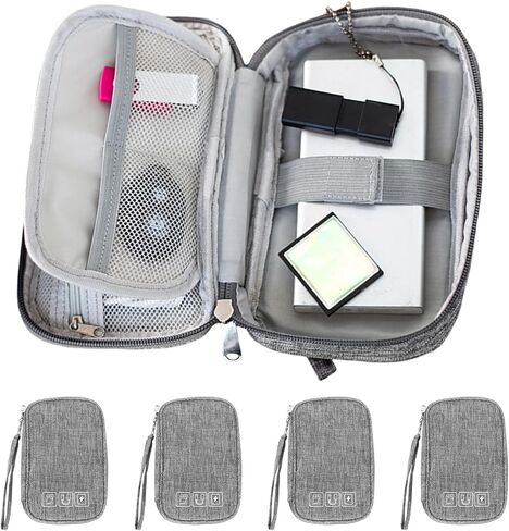3Pcs Electronic Organizer Travel Case,Waterproof Cord Organizer Travel Cable Organizer Bag Portable Small Travel Tech Storage Pouch for Cord Charger Phone Earphone SD Card Cables Power Bank Card,Black in Saudi Arabia