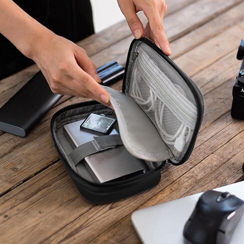 3Pcs Electronic Organizer Travel Case,Waterproof Cord Organizer Travel Cable Organizer Bag Portable Small Travel Tech Storage Pouch for Cord Charger Phone Earphone SD Card Cables Power Bank Card,Black in Saudi Arabia
