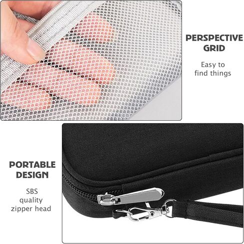 3Pcs Electronic Organizer Travel Case,Waterproof Cord Organizer Travel Cable Organizer Bag Portable Small Travel Tech Storage Pouch for Cord Charger Phone Earphone SD Card Cables Power Bank Card,Black in Saudi Arabia