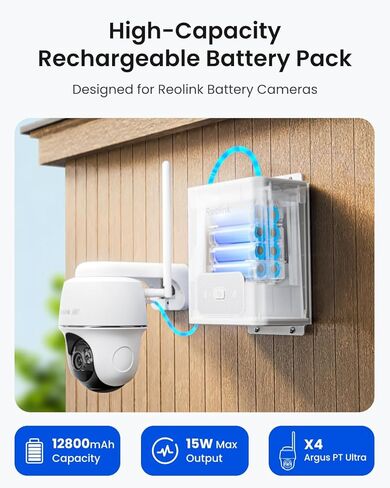 REOLINK Argus PT Ultra (Black) Bundle with Battery Pack-First 4K Solar Security Cameras Wireless Outdoor,360° Pan Tilt Auto-Tracking, 8MP Color Night Vision, 2.4/5 GHz Wi-Fi 6, No Monthly Fee, Home Hu in Saudi Arabia