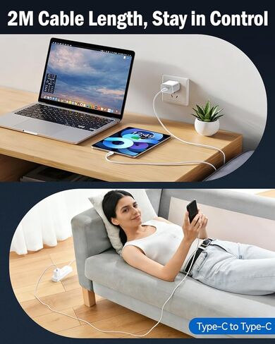 كتلة شاحن حائط USB C بقدرة 25 وات، PD 3.0 شحن سريع مع كابل USB C إلى C بطول 6.5FT/2M، بديل محول طاقة من النوع C بقدرة 25 وات للهاتف 17/Pro/Pro Max/17 Air/ 16/16 Pro/16 Pro Max/15/Plus/Pro (3 قطع) in Saudi Arabia