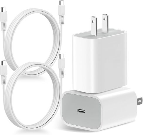كتلة شاحن حائط USB C بقدرة 25 وات، PD 3.0 شحن سريع مع كابل USB C إلى C بطول 6.5FT/2M، بديل محول طاقة من النوع C بقدرة 25 وات للهاتف 17/Pro/Pro Max/17 Air/ 16/16 Pro/16 Pro Max/15/Plus/Pro (3 قطع) in Saudi Arabia
