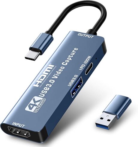 بطاقة التقاط فيديو HDMI مع USB/Type-C موصل مزدوج جهاز محول تسجيل بث HDMI لجهاز Quest 3، PS5/4، Switch2/1، الكاميرا، Xbox، الكمبيوتر اللوحي، الكمبيوتر الشخصي، OBS، MacOS/Windows in Saudi Arabia
