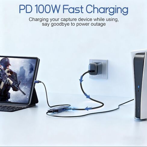 بطاقة التقاط فيديو HDMI مع USB/Type-C موصل مزدوج جهاز محول تسجيل بث HDMI لجهاز Quest 3، PS5/4، Switch2/1، الكاميرا، Xbox، الكمبيوتر اللوحي، الكمبيوتر الشخصي، OBS، MacOS/Windows in Saudi Arabia