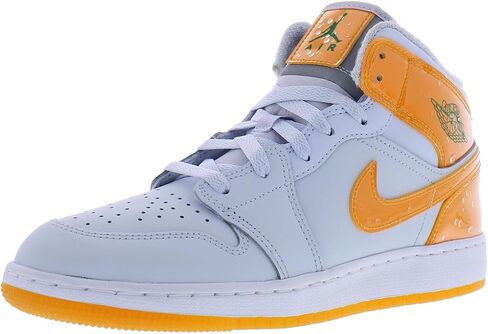 Air Jordan 1 Mid SE Big Kids' Shoes (FN9053-018, Football Grey/Pine Green/White/Orange Peel) Size 6.5 in Saudi Arabia