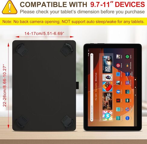 Universal 10 10.1 inch Tablet Case for Android 16 15 Tablet 10.5 11 inch Case, Multi-Angle Viewing Stand Cover with Pocket for 9.6-11 Inch Tablet, Black in Saudi Arabia