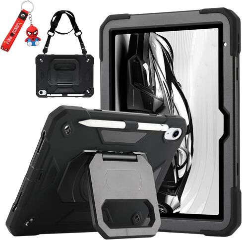 حافظة لجهاز iPad 9th/ 8th/ 7th Generation (iPad 10.2 بوصة مقاومة للصدمات) مع حامل سحري بمقبض دوار 360 درجة، حامل قلم رصاص/سلسلة مفاتيح/حزام كتف للحمل لجهاز iPad 10.2 بوصة in Kuwait