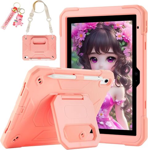 حافظة لجهاز iPad 9th/ 8th/ 7th Generation (iPad 10.2 بوصة مقاومة للصدمات) مع حامل سحري بمقبض دوار 360 درجة، حامل قلم رصاص/سلسلة مفاتيح/حزام كتف للحمل لجهاز iPad 10.2 بوصة in Kuwait