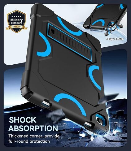 Case for Samsung Galaxy Tab A11 Plus 2026/ Tab A9 Plus 2023 11 inch, Military Grade Shockproof Protective Cover with Built-in Kickstand for A11+/ A9+ 11" Tablet, Black+Blue in Saudi Arabia