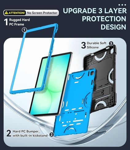 Case for Samsung Galaxy Tab A11 Plus 2026/ Tab A9 Plus 2023 11 inch, Military Grade Shockproof Protective Cover with Built-in Kickstand for A11+/ A9+ 11" Tablet, Black+Blue in Saudi Arabia