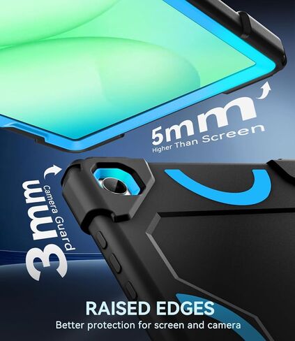 Case for Samsung Galaxy Tab A11 Plus 2026/ Tab A9 Plus 2023 11 inch, Military Grade Shockproof Protective Cover with Built-in Kickstand for A11+/ A9+ 11" Tablet, Black+Blue in Saudi Arabia