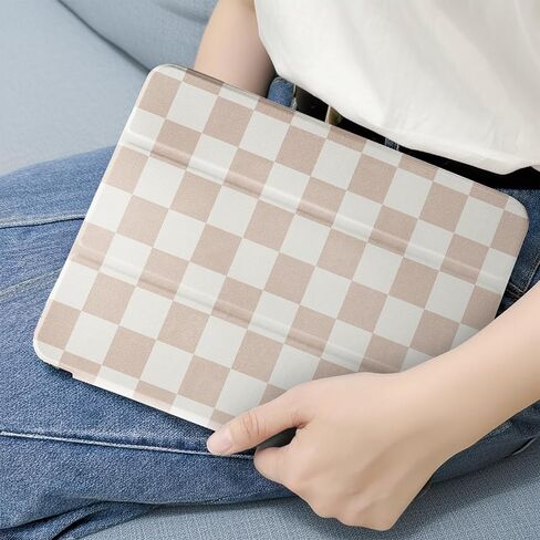 حافظة MrARTIST لجهاز iPad A16/10th Generation - حافظة كمبيوتر لوحي لطيفة للنساء والفتيات Girly Kawaii Aesthetic Preppy Kawaii Chic Cool Design لغطاء جهاز Apple Tablet مع حامل قلم رصاص، كاكي مربعات in Kuwait