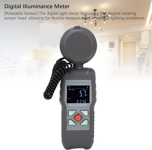 مقياس الضوء الرقمي، شاشة LCD بمستشعر قابل للدوران 360 درجة مع قياس درجة الحرارة وحمل البيانات، لصناعة الإضاءة في المكتبات والفصول الدراسية in Kuwait