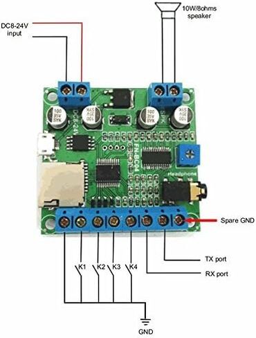 4 Buttons Triggered MP3 Player Board with 10W Amplifier and Terminal Blocks in Saudi Arabia