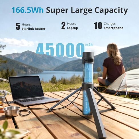 Starlink Mini Battery Pack– 166Wh/45,000mAh Power Bank Up to 6-Hour Runtime, All-in-One Battery & Tripod Stand, Stable Output for Outdoor Camping & Remote Work, IP67 Waterproof in Saudi Arabia