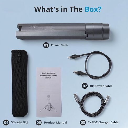 Starlink Mini Battery Pack– 166Wh/45,000mAh Power Bank Up to 6-Hour Runtime, All-in-One Battery & Tripod Stand, Stable Output for Outdoor Camping & Remote Work, IP67 Waterproof in Saudi Arabia