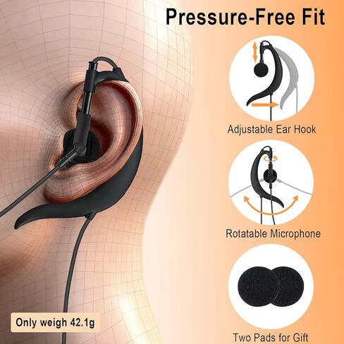USB Earbuds with Microphone for PC, Lightweight Wired USB-A Computer Headphones with Adjustable Ear Hooks for PC Laptop Computer Mac Zoom Teams Office Work with Volume Controls & Mic/Speaker Mute in Saudi Arabia