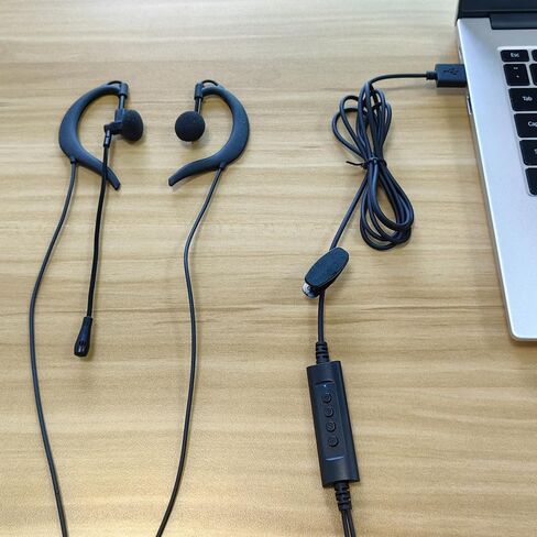 USB Earbuds with Microphone for PC, Lightweight Wired USB-A Computer Headphones with Adjustable Ear Hooks for PC Laptop Computer Mac Zoom Teams Office Work with Volume Controls & Mic/Speaker Mute in Saudi Arabia