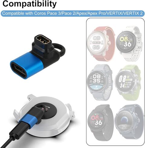 قطعتان من محول الشحن لساعة COROS الذكية، محول كابل شحن USB C متوافق مع COROS PACE 3، PACE 2، APEX، APEX 2Pro، VERTIX، VERTIX 2، والمزيد in Kuwait