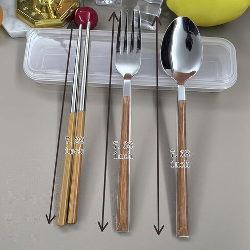 4 Pcs Travel Utensils with Case,Portable Ware Set for Work, Stainless Steel Reusable Travel Cutlery Set, Fork and Spoon，Chopsticks Set for Picnic, Camping, Gadgets in Saudi Arabia