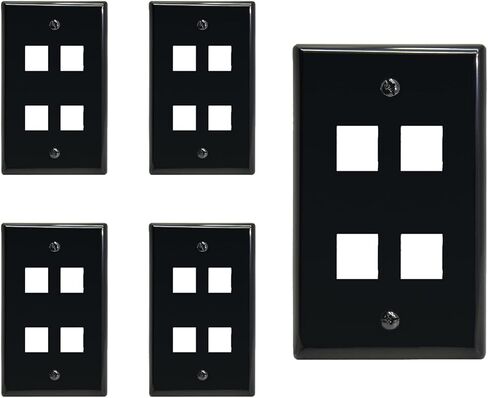 لوحة حائط ذات 4 منافذ Keystone Jack ذات وجه أملس (10 قطع، أسود) in Saudi Arabia