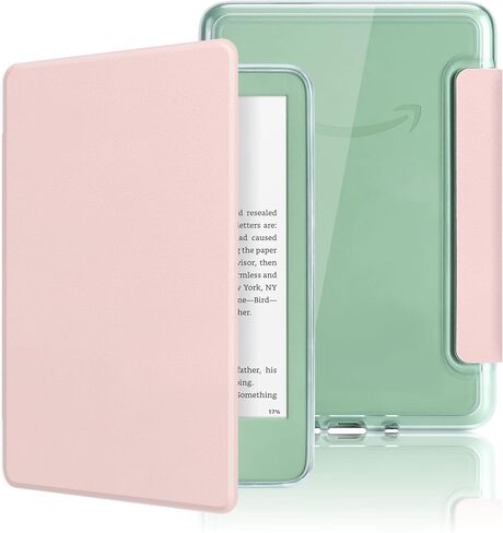 حافظة لجهاز Kindle 11th Generation 2024/2022 مقاس 6 بوصات، غطاء جلد PU خفيف وغطاء خلفي صلب من الأكريليك الشفاف مع خاصية النوم/الاستيقاظ التلقائي، وردي in Kuwait