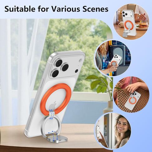 Magsafe Phone Grip Ring Holder Dual-Sided Magnetic Phone Stand Magnet Mag Safe Phone Grip Finger Loop for iPhone 17 Pro Max/17 Pro/17 Plus/17/Air/16e/16/15/14/13/12,Samsung,Android,Magnetic Car Mount in Saudi Arabia
