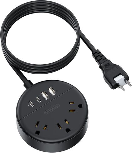 NTONPOWER 2 Prong Power Strip، 1875W 2 Prong to 3 Prong Outlet Converter، 2 Prong Extension Cord 5 قدم، قابس دوار، حامل على الحائط، 3 منافذ 2 USB A+2 USB C، شريطين طاقة للسفر، المنزل الأكبر سنًا، النوم in Kuwait