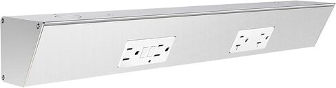 18" Angled Under Cabinet Outlet Strip Hardwired, 2 x 15 Amp Duplex Outlets, GFCI Under Cabinet Outlets, Solid Aluminum Structure and Quality Finish, Pre-Wired for Easy Installation, 2-Year Warranty in Kuwait