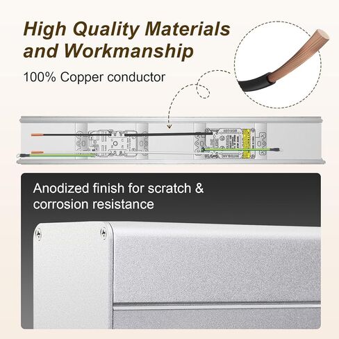 18" Angled Under Cabinet Outlet Strip Hardwired, 2 x 15 Amp Duplex Outlets, GFCI Under Cabinet Outlets, Solid Aluminum Structure and Quality Finish, Pre-Wired for Easy Installation, 2-Year Warranty in Kuwait