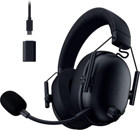 سماعة الألعاب اللاسلكية Razer BlackShark V3 للكمبيوتر الشخصي: برامج تشغيل 50 مم - ميكروفون واسع النطاق - 2.4 جيجا هرتز، بلوتوث، USB - تعمل مع Mac، PS5، Nintendo Switch، الهاتف الذكي - بطارية 70 ساعة - أسود (متجدد) in Kuwait