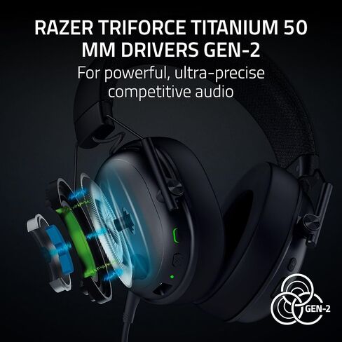سماعة الألعاب اللاسلكية Razer BlackShark V3 للكمبيوتر الشخصي: برامج تشغيل 50 مم - ميكروفون واسع النطاق - 2.4 جيجا هرتز، بلوتوث، USB - تعمل مع Mac، PS5، Nintendo Switch، الهاتف الذكي - بطارية 70 ساعة - أسود (متجدد) in Kuwait