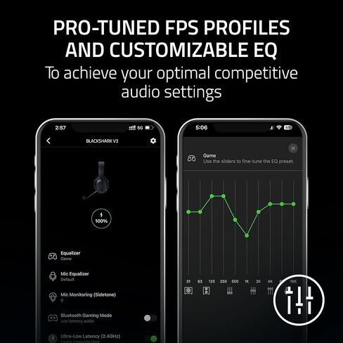 سماعة الألعاب اللاسلكية Razer BlackShark V3 للكمبيوتر الشخصي: برامج تشغيل 50 مم - ميكروفون واسع النطاق - 2.4 جيجا هرتز، بلوتوث، USB - تعمل مع Mac، PS5، Nintendo Switch، الهاتف الذكي - بطارية 70 ساعة - أسود (متجدد) in Kuwait
