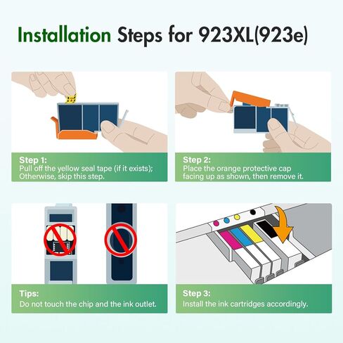 923 923e 923XL 8130e Ink Cartridges Combo Pack with Chip: Replacement for HP 923 923e Ink Cartridges for HP Printer OfficeJet Pro 8130e 8135e 8139e 8125e 8138e 8122e 8120 8124e 8130(4 Pack B/C/M/Y) in Kuwait