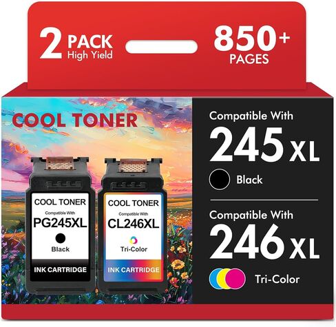 245XL 246XL مجموعة حبر كومبو 245 و246 لطابعة Canon MG2522 MX490 بديلة لـ Canon Pixma MX492 TS3322 TR4520 TR4500 TS3122 PG-245XL CL-246XL PG245 CL246 (عبوتان أسود ثلاثي الألوان) in Kuwait