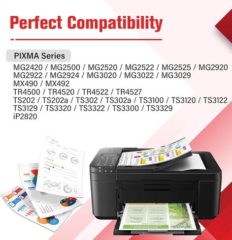 245XL 246XL مجموعة حبر كومبو 245 و246 لطابعة Canon MG2522 MX490 بديلة لـ Canon Pixma MX492 TS3322 TR4520 TR4500 TS3122 PG-245XL CL-246XL PG245 CL246 (عبوتان أسود ثلاثي الألوان) in Kuwait