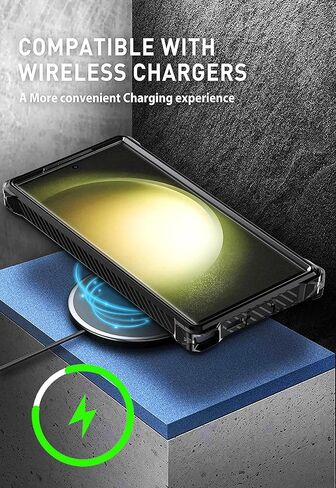 حامل حلقة مغناطيسية لهاتف سامسونج جالاكسي S23 الترا مع مشبك حزام [متوافق مع MagSafe] [مسند غير مرئي] جراب واقٍ متين مقاوم للصدمات، أخضر in Kuwait