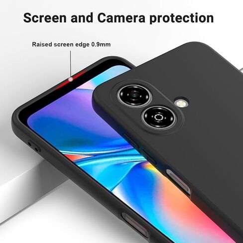 متوافق مع جراب هاتف ZTE Blade A35e 4G مع سوار معصم، غطاء رفيع ونحيف من السيليكون السائل الناعم والمطاط الناعم من مادة TPU لحماية الكاميرا الكاملة وغطاء بسيط بلون نقي، أسود in Saudi Arabia