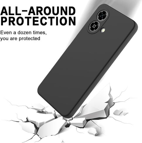 متوافق مع جراب هاتف ZTE Blade A35e 4G مع سوار معصم، غطاء رفيع ونحيف من السيليكون السائل الناعم والمطاط الناعم من مادة TPU لحماية الكاميرا الكاملة وغطاء بسيط بلون نقي، أسود in Saudi Arabia