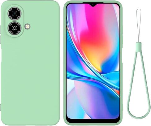 متوافق مع جراب هاتف ZTE Blade A35e 4G مع سوار معصم، غطاء رفيع ونحيف من السيليكون السائل الناعم والمطاط الناعم من مادة TPU لحماية الكاميرا الكاملة وغطاء بسيط بلون نقي، أسود in Saudi Arabia