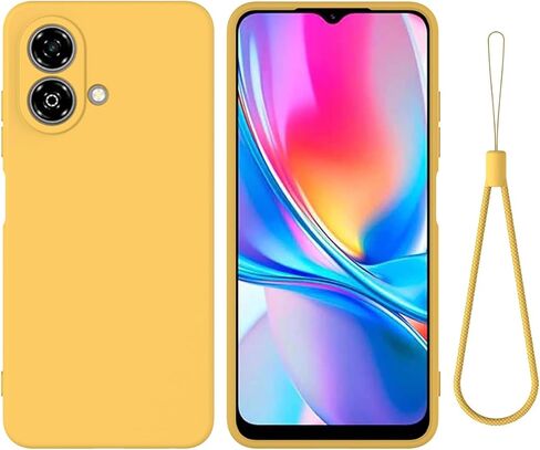 متوافق مع جراب هاتف ZTE Blade A35e 4G مع سوار معصم، غطاء رفيع ونحيف من السيليكون السائل الناعم والمطاط الناعم من مادة TPU لحماية الكاميرا الكاملة وغطاء بسيط بلون نقي، أسود in Saudi Arabia