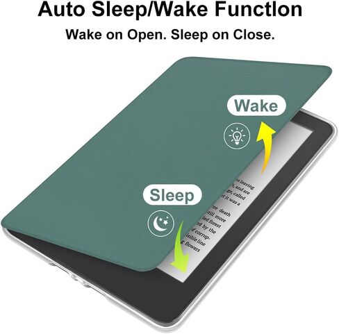 Case for 6" Kindle (10th Generation-2019 Release), Ultra Clear Soft Flexible Transparent TPU Back Cover with Auto Sleep/Wake for Kindle (Model NO. J9G29R), Dark Green in Saudi Arabia