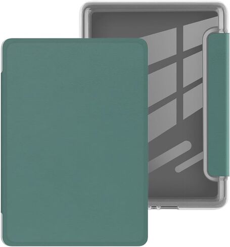 Case for 6" Kindle (10th Generation-2019 Release), Ultra Clear Soft Flexible Transparent TPU Back Cover with Auto Sleep/Wake for Kindle (Model NO. J9G29R), Dark Green in Saudi Arabia