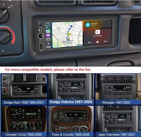 Car Stereo Radio with GPS Navi WiFi Carplay Android Auto SWC Remote for 1994-2001 Dodge Ram Dakota/Jeep Wrangler Cherokee 1997-2001/ Chrysler Town and Country 1990-2000/Sebring Cirrus in Kuwait
