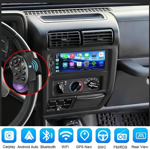 Car Stereo Radio with GPS Navi WiFi Carplay Android Auto SWC Remote for 1994-2001 Dodge Ram Dakota/Jeep Wrangler Cherokee 1997-2001/ Chrysler Town and Country 1990-2000/Sebring Cirrus in Kuwait